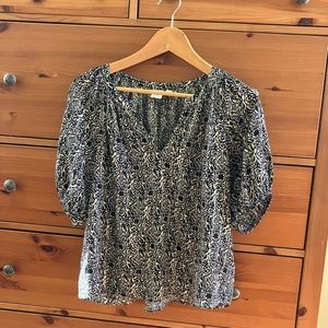 GAP Short Puff Sleeve Floral Top Blouse XS